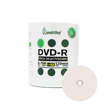Smart Buy DVD-R 16X 4.7 GB - White Inkjet Hub Printable 100 PCS