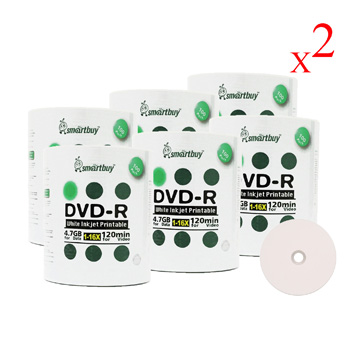 Smart Buy DVD-R 16X 4.7 GB - White Inkjet Hub Printable 1200 PCS