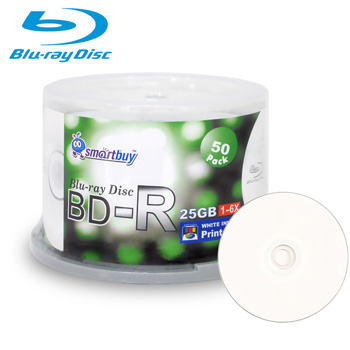 Smart Buy BD-R 6X 25 GB - White Inkjet Hub Printable 100 PCS
