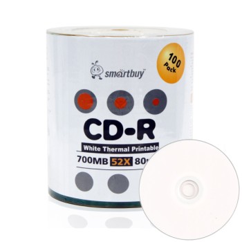 Smart Buy CD-R 52X 700MB 80MIN - White Thermal Hub Printable 100 PCS