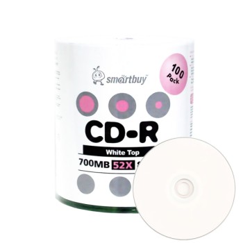 Smart Buy CD-R 52X 700MB 80MIN - White Top Surface 100 PCS